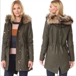 SAM. New York Green Fur Trim Hoodie Parka Jacket